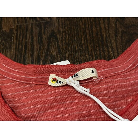NWT Marine Layer SS Slub Henley Striped Tee Shirt Baked Apple Red Mens Sz S - Picture 3 of 8